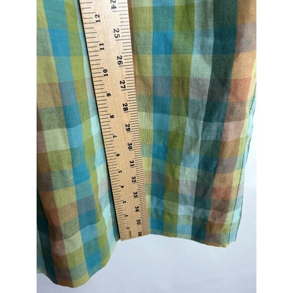 NorthStyle Womens Multicolor Plaid Sleeveless Dress Sz 6 Linen Blend Back Zipper - Picture 4 of 13